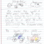 Students drew and wrote about their inventions.